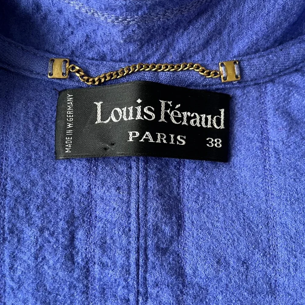 Vintage 90s Louis Feraud Paris 100% Virgin Wool Lapis Lavendar Jacket - Picture 4 of 10
